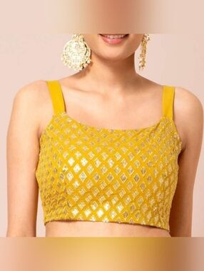 Yellow and Gold sequined crop top
